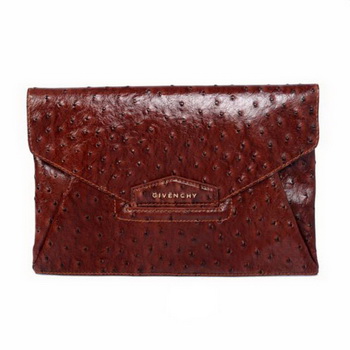 2013 Replica Givenchy Antigona Envelope Clutch in Ostrich Leather Brown